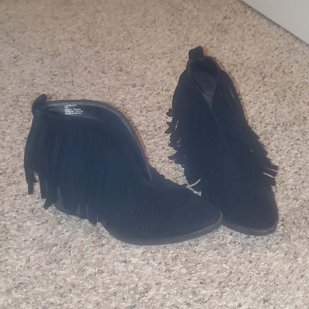 Black Suede fringe booties